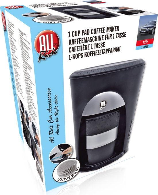 All Ride Kaffeemaschine für Auto - Pads - 12V - 1 Tasse - Schwarz