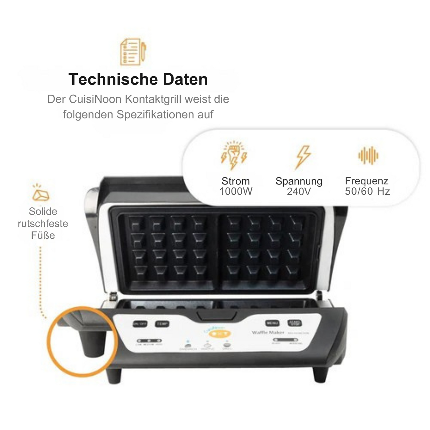 CuisiNoon® - Premium Multifunktions-Waffeleisen - Toast- und Grillgerät - Sandwichmaker - Schwarz