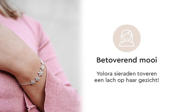 Yolora Damen Blumenarmband mit Kalpa Camaka Kristallen - Silber - 18K Weißgold plattiert - Geschenkbox - Muttertagsgeschenk