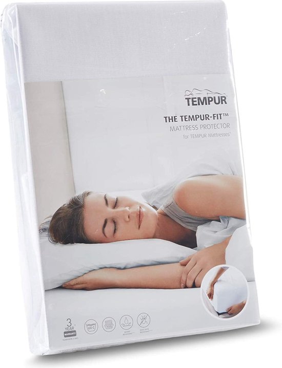 Home by TEMPUR - Matratzenschoner & Spannbetttuch - 160 x 210-220 x 25 cm - Weiß & TENCEL Lyocell - Wasserdicht & kühlend - 2-in-1 Schutz und Anti-Feinstaubmilben