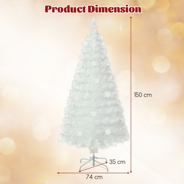 Costway Kunstweihnachtsbaum 150 cm mit 8 Beleuchtungsmodi, warmweißen LEDs und Tannenzapfen – CM25342DE