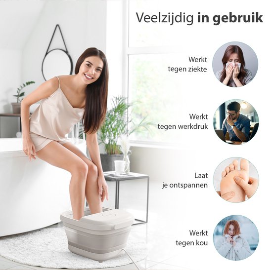 Heevey - Elektrisches Fußbad - Fußbad mit Massage - Fußmassagegerät - Heizung bis 45°C - 6 Massagerollen - klappbar - inkl. Badesalz