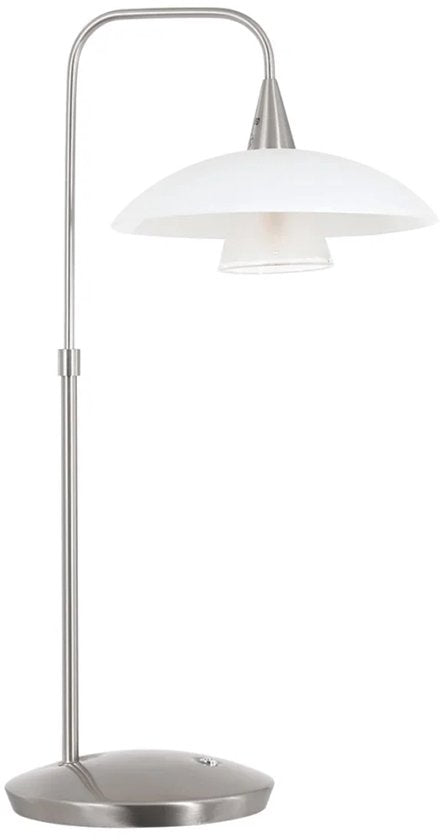 Tischlampe „Tallerken“ 2657ST – Stahl/Weiß – Modernes Design – Inklusive LED-Leuchtmittel – Steinhauer