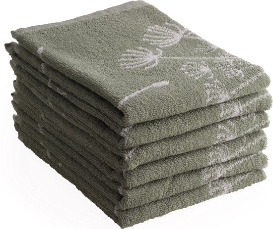 DoubleDry Luxe Küchentuch-Set – 6 Stück – 50 x 50 cm – 100 % Baumwolle – hohe Saugfähigkeit & langlebig – Dandelion, Grün