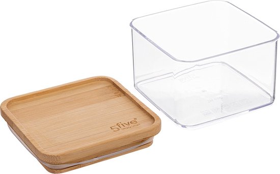 5Five – Vorratsbehälter für die Küche – Berlino – Kunststoff/Bambus – 1500 ml – Lebensmittel – 10 x 20 cm