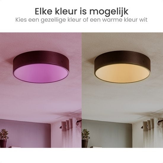 Gologi Smart Ceiling Lamp Black - Deckenleuchten - LED RGB - Industrial - Deckenleuchte - Schlafzimmer & Wohnzimmer - Deckenleuchte schwarz - 30cm