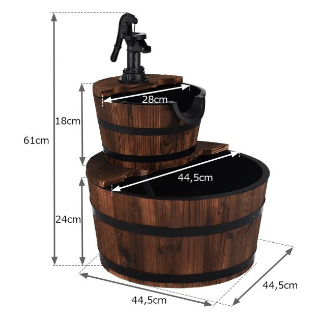 Coast Holzbrunnen mit Wasserpumpe - Ã˜ 44,5cm