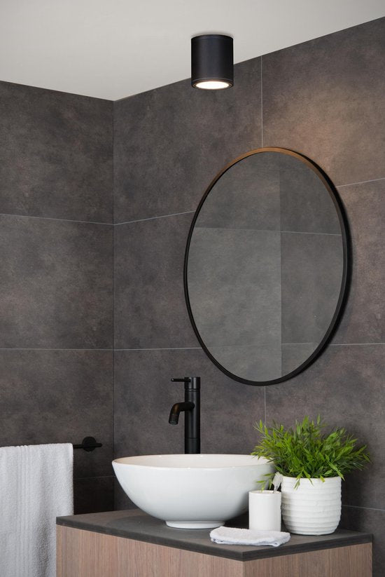 Lucide AVEN – Deckenstrahler (Deckenleuchte) für das Badezimmer – Ø 9 cm – 1xGU10 – IP65 – Schwarz