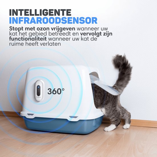Vulpes Goods® Pets - Geruchsbeseitiger für das Katzenklo - Geruchsbeseitiger für Katzen - Aktivsauerstoff, Ozon & Ionen - Wiederaufladbar - Luftbeseitiger - Weiß - PRO Version