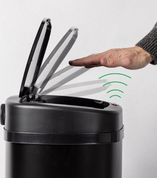 Mülltonne mit Sensor – 50 l – Soft-Close – Fingerabdruckfrei – Hygienische Wahl – Schwarz