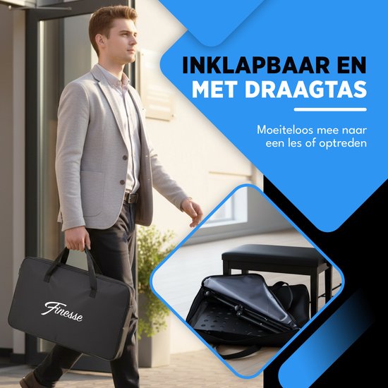 Finesse Notenständer für Noten - XL - faltbar - mit Tragetasche - Unterrichtsständer für Tablet - Schwarz