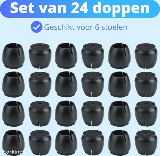 Stuhlbeinschützer Bodenschützer Ã˜17-21 mm - Stuhlbeinkappen Möbelkappen 24 Stück - Runde Stuhlkappen Bodenschützer Stühle - Earkings Black