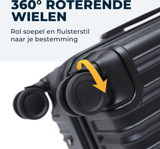 Pathsail - Handgepäck Koffer - 38 x 24 x 57 cm - ABS - Leichter Trolley - Inkl. TSA-Schloss & Spinner-Räder - Schwarz