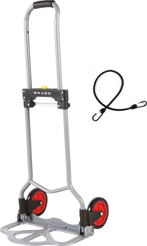 BRASQ Zusammenklappbarer Trolley inkl. Gepäcknadel - 60 KG Kapazität - Transportwagen - Plattformwagen - Stahlwagen