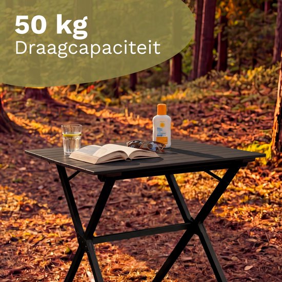 TRVLMORE Campingtisch - 80x58x71 cm - Leichtgewicht mit Aluminiumrahmen - Klapptisch verstellbar - Campingtisch - Klapptisch - Schwarz