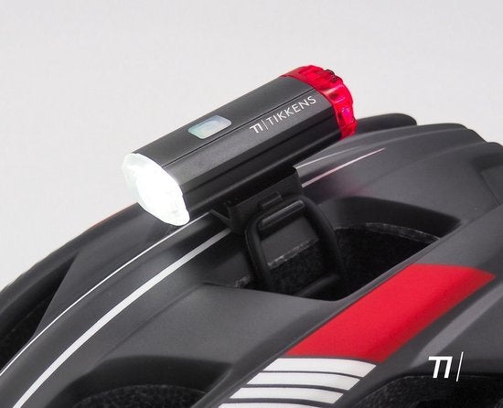 Tikkens - Helmlampe LED - Front- & Rücklicht - USB wiederaufladbar - wasserdicht- Schwarz