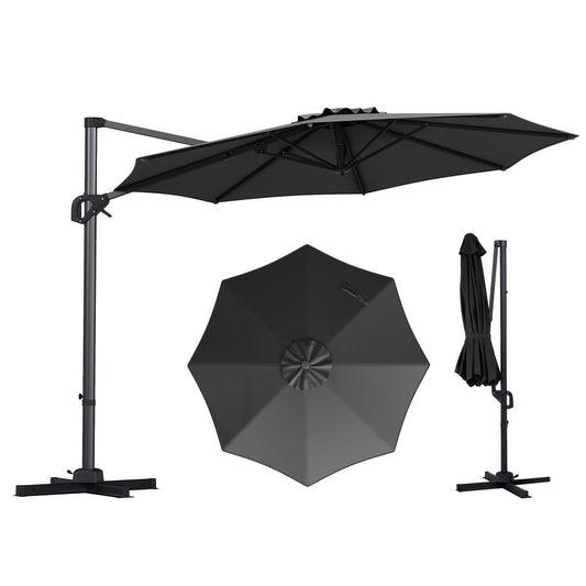 Coast-Sonnenschirm mit Fußpedal – um 360° drehbar – in 6 Stufen neigbar – grau, Ø 300 cm