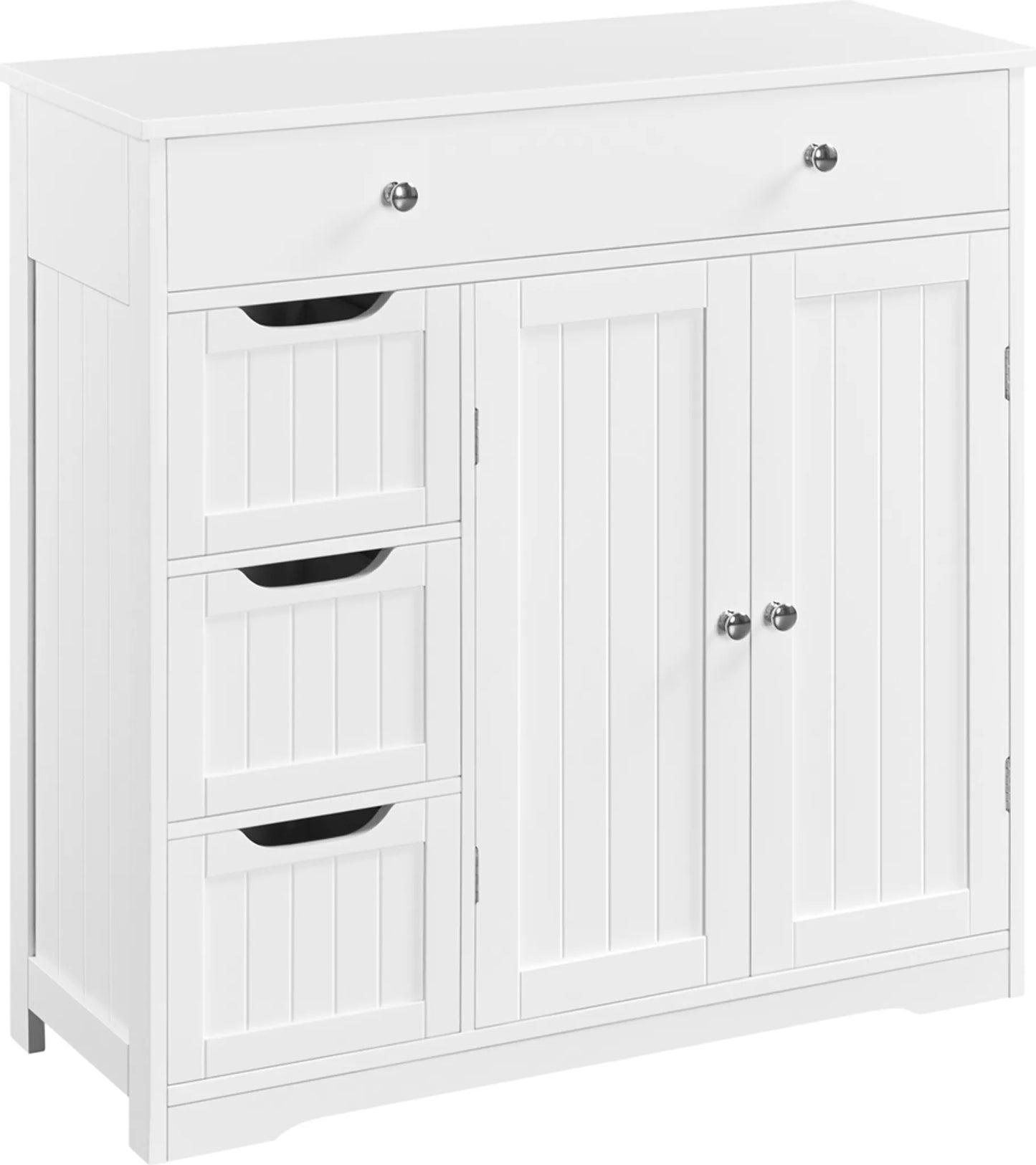 Yaheetech Badezimmerschrank mit 4 Schubladen und 1 Schranktür - Ausgestattet mit verstellbarem Einlegeboden und Anti-Kipp-Set und wasserabweisender Beschichtung - Für Bad und Wohnzimmer - Weiß Mdf - 81 x 30 x 81,5 cm