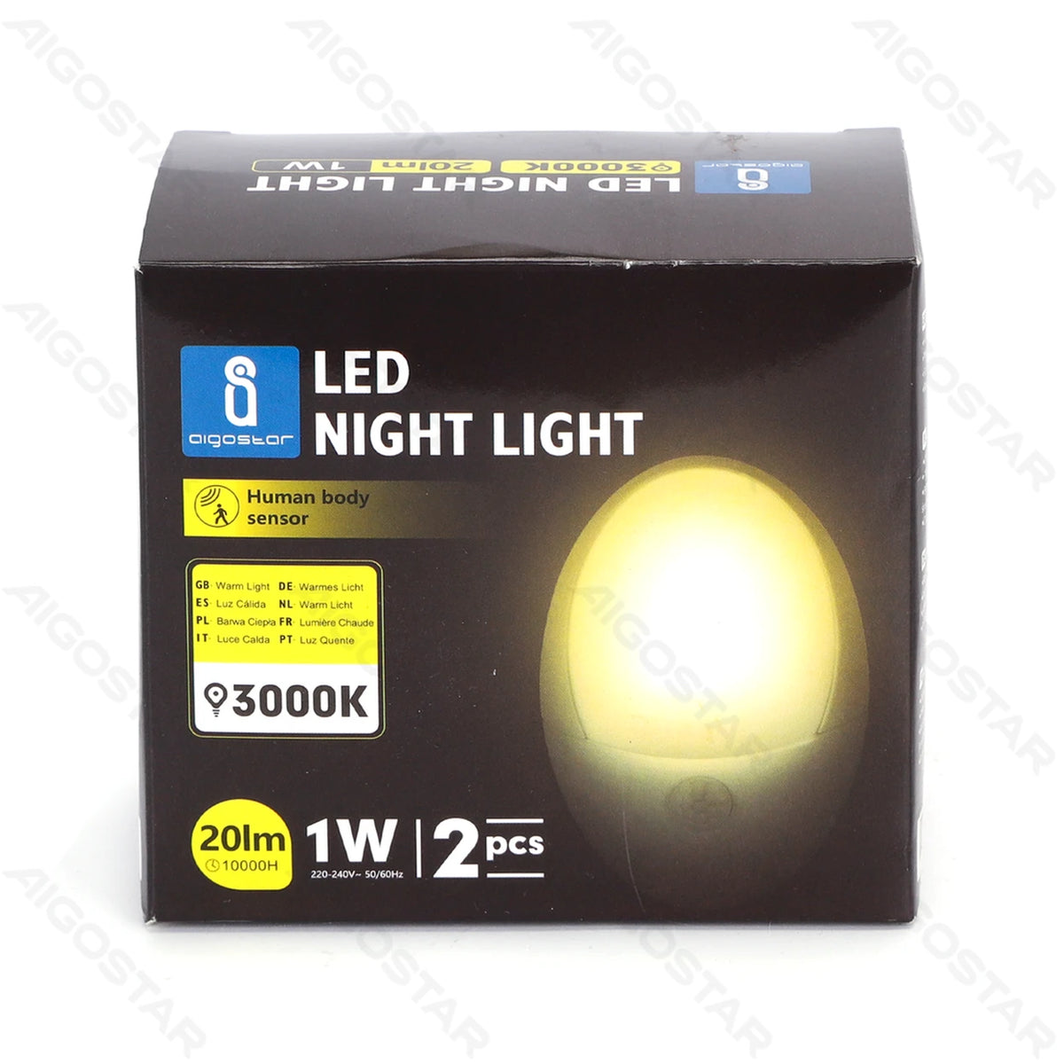 Aigostar NL01 LED-Nachtlicht mit Sensor – 1 W – 3000 K – IP20