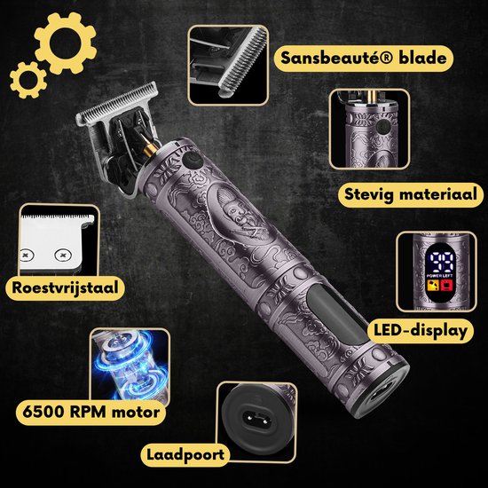 Professionelle kabellose T-Klingen-Haarschneidemaschine - Sansbeauté® Buddha Trimmer - Bartschneider - Haarschneider Herrenkopfhaar - Cheveux Haar - Haartrimmer - Friseur Haar Maschine - Haarschneider - Barbier Haarschneider - Friseurset