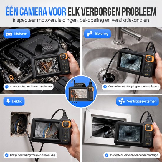 Strex Endoskop mit Bildschirm 5M – Inspektionskamera – Kanalinspektionskamera mit HD-Bild – IP67 wasserdicht – Einstellbare LED-Beleuchtung
