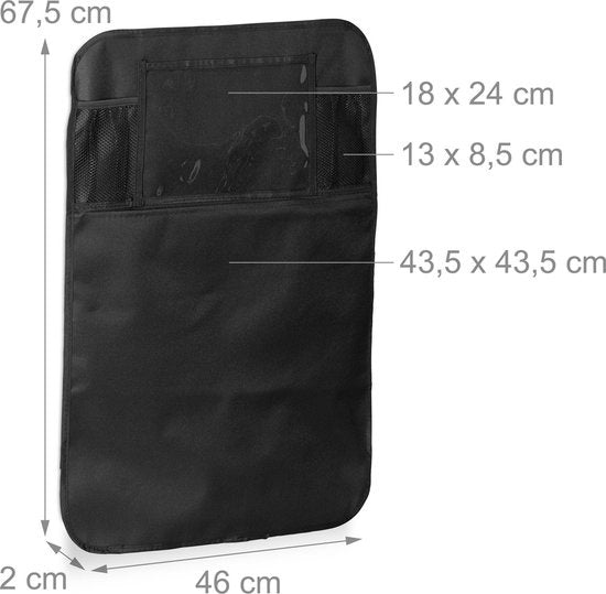 relaxdays Autositz-Organizer Kind - 2er-Set - 4 Fächer - Schutz - schwarz