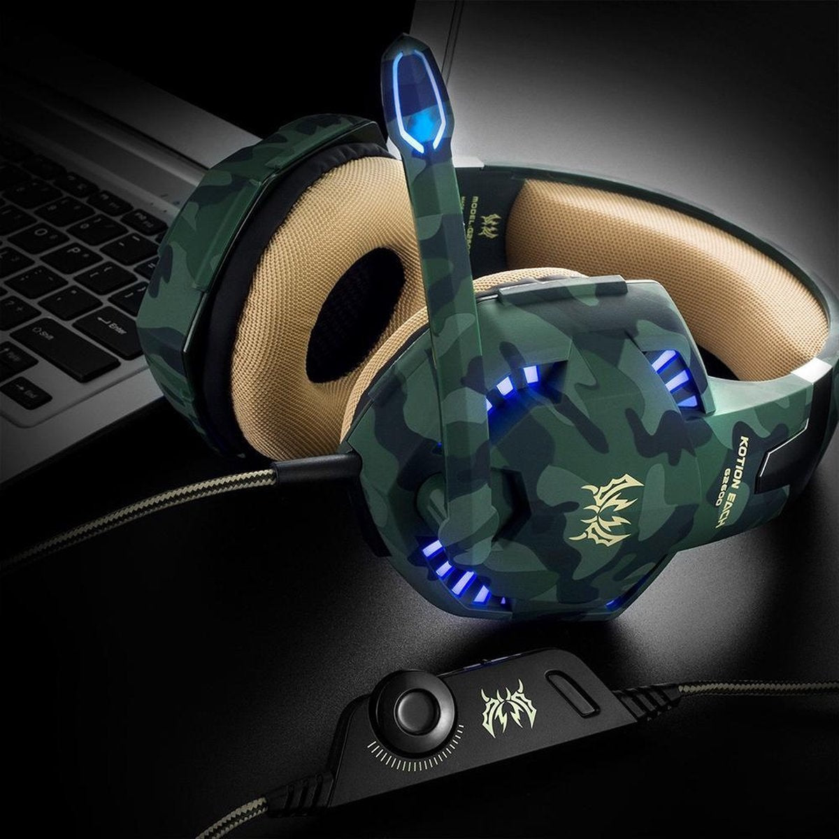 KOTION EACH G2600 - Gaming Headset - PS4 + PC - Tarnfarbe Grün