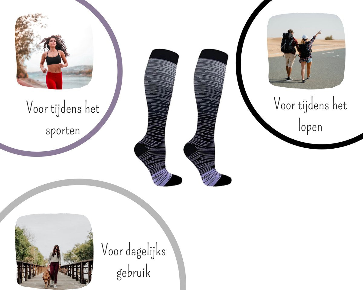 Duopack Kompressionsstrümpfe / Stützstrümpfe Unisex - Schwarz - Größe 41-46 - 2 Paar