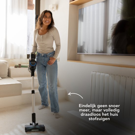 Techweise TV1 Kabelloser Staubsauger - Akkulaufzeit 90 Minuten - Extrem leistungsstark - Mit 3 Zubehörteilen - Staubbuster - Staubsauger ohne Beutel