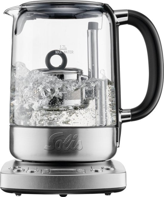 Solis Tea Kettle Automatic 5518 - Wasserkocher mit Temperaturregelung - Teezubereiter - Silber