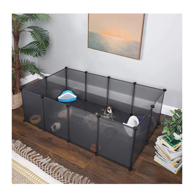 Songmics Multifunktionaler Haustierkäfig und Trainingspark – 143 x 71 x 47 cm – Grau mit 20 Elementen