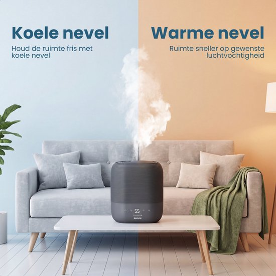 Auronic Luftbefeuchter – 5 l – Geeignet für Schlafzimmer, Babyzimmer, Büro, Wohnzimmer und mehr – Luftbefeuchter – BPA-frei – Anthrazit