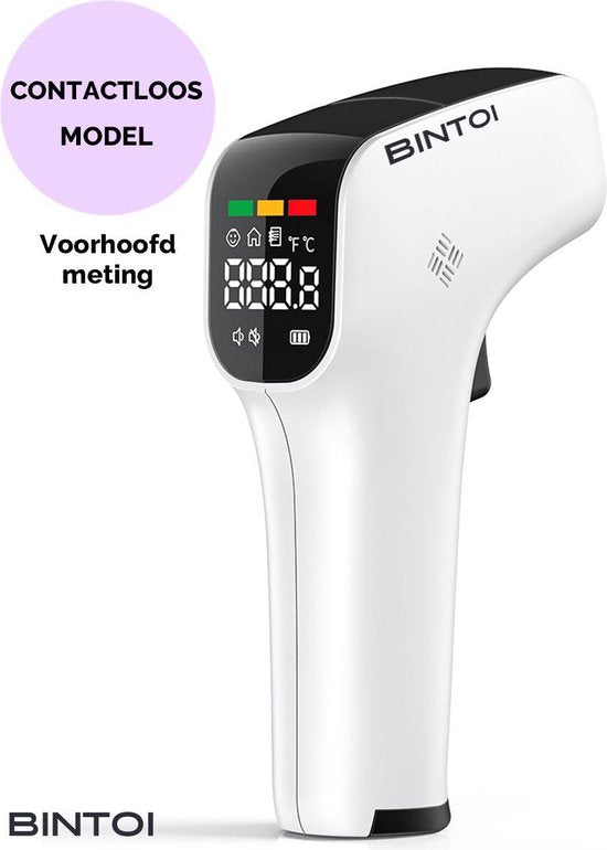 Bintoi® Thermometer Stirn - Temperaturmesser - Körperthermometer - Ohrthermometer - Fieberthermometer für Erwachsene und Babys - Sofortige Messung in 1 Sekunde - Einfaches Ablesen im Dunkeln - Inklusive Batterien.