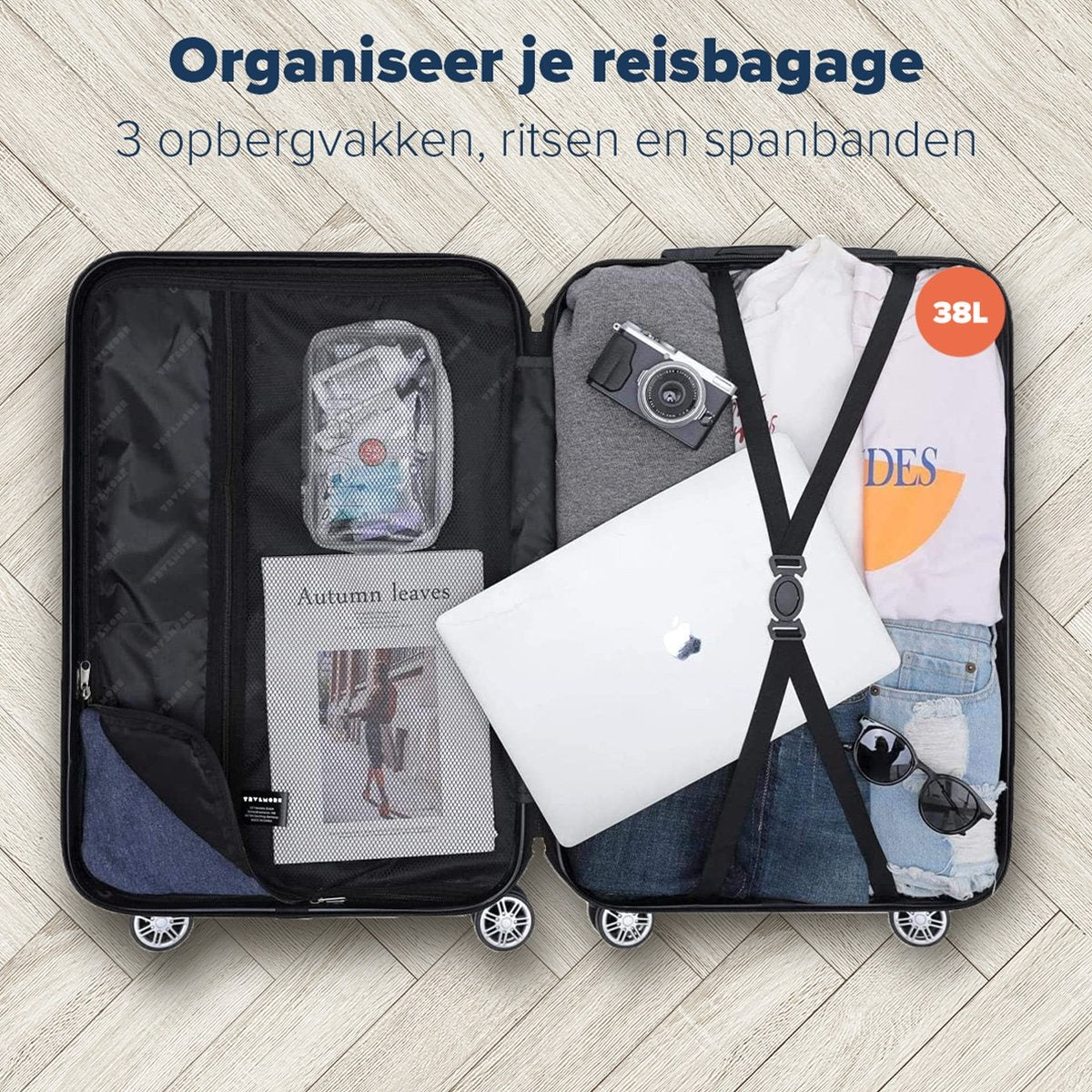TRVLMORE Handgepäck Koffer mit Rädern - 54x36x20cm - 38L - Dunkelblau