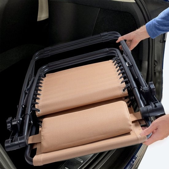 LifeGoods Faltbare Gartenstühle - 2 Stück - 30Â°-90Â° Verstellbar - Metall - Beige