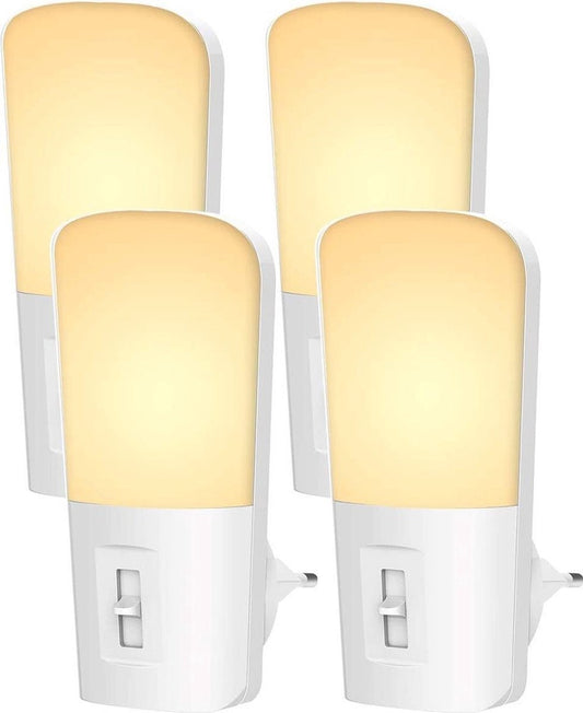 Qumax LED Nachtlicht Sockel 4 Stück - Dimmbare Nachtlichter mit Sensor - Babyzimmer Nachtlicht - Tag und Nacht Sensor - Kinder & Baby - Weiß