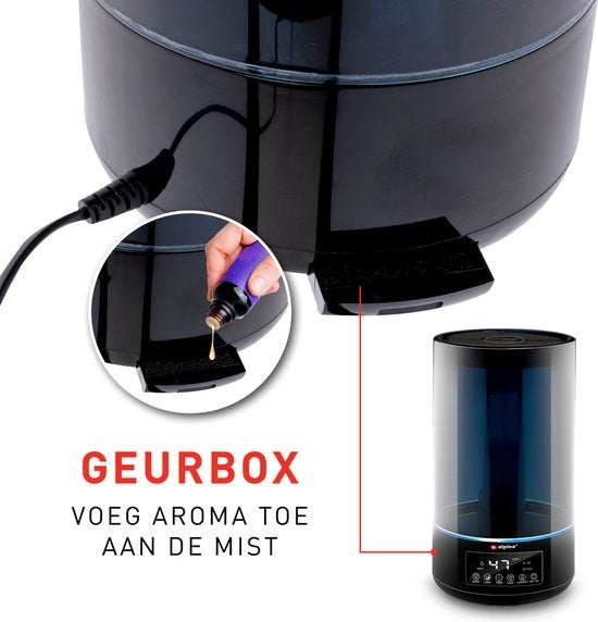 alpina Luftbefeuchter 4.3L - Luftbefeuchter - Aroma Diffuser mit Timer - Fernbedienung - Schwarz