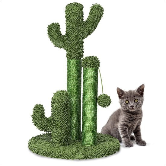 Gopets Kratzbaum Cactus - Mit Seil - Modernes Design - Kratzmöbel mit Spielzeug - 33 x 52 cm