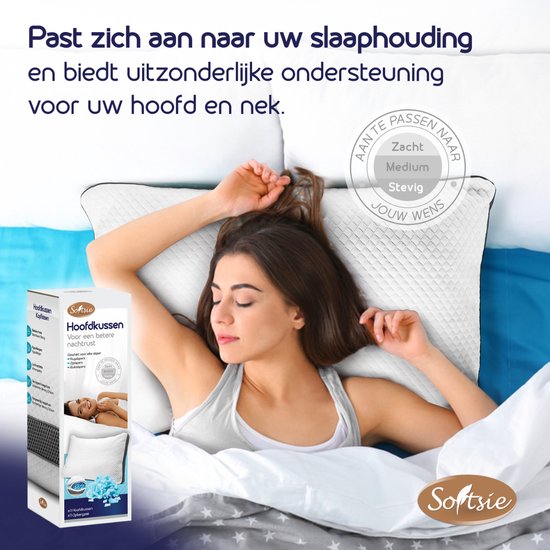 Softsie Memory Foam Pillow 70x50 - Ergonomisches Kopfkissen - Verstellbares Schlafkissen - Kopfkissen - Kissen Nackenschmerzen