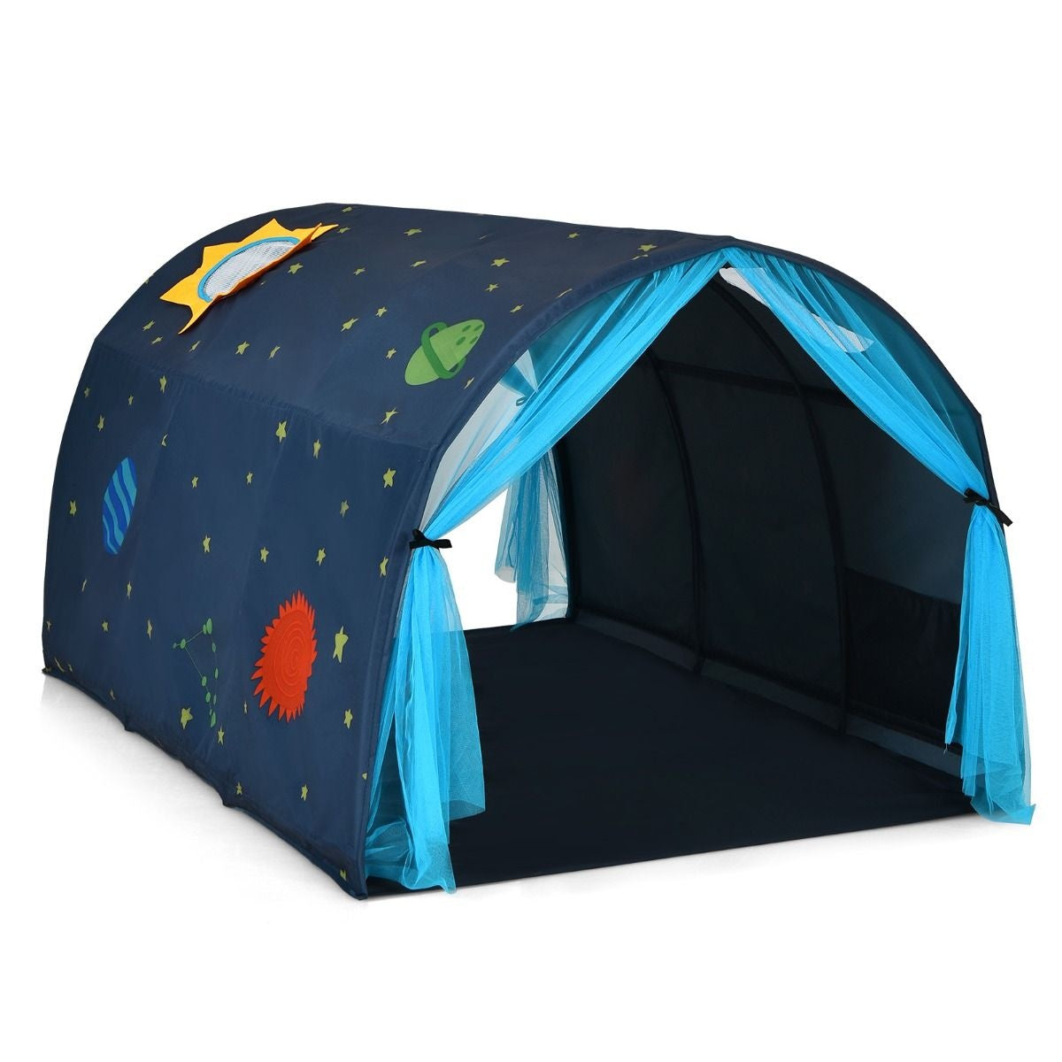 Coast Cot Princess Kinderspielhaus Kinderzelt mit Fenster & Tasche & Vorhang Blau