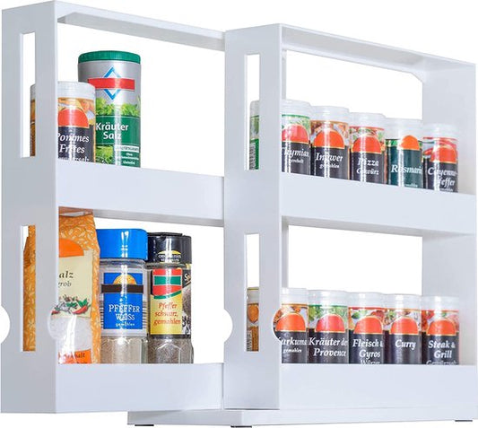 UPP Gewürzauszug, praktischer Schrankeinsatz, Aufbewahrungssystem für Küche und Bad, platzsparendes Nischenregal als Schranksystem oder direkt auf der Arbeitsplatte, Kunststoff, weiß