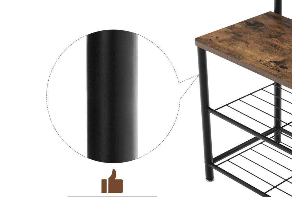 Home&Comfort Multifunktionale Garderobe, Schuhregal und Bank in 1 - 70x32x177 cm - Holzoptik & Schwarz