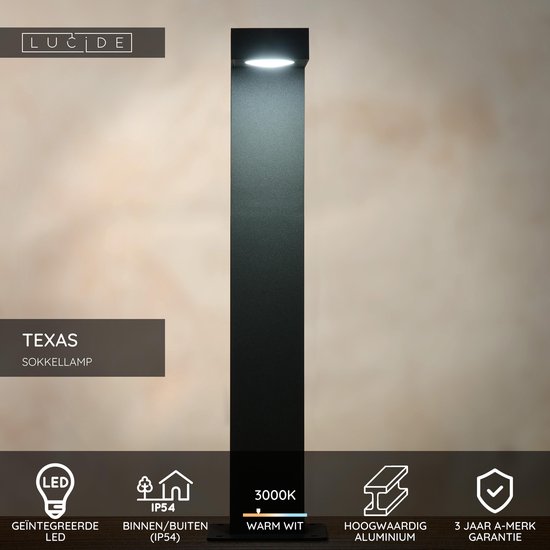 Lucide TEXAS – Sockelleuchte – LED – 1x8 W, 3000 K – IP54 – Anthrazit