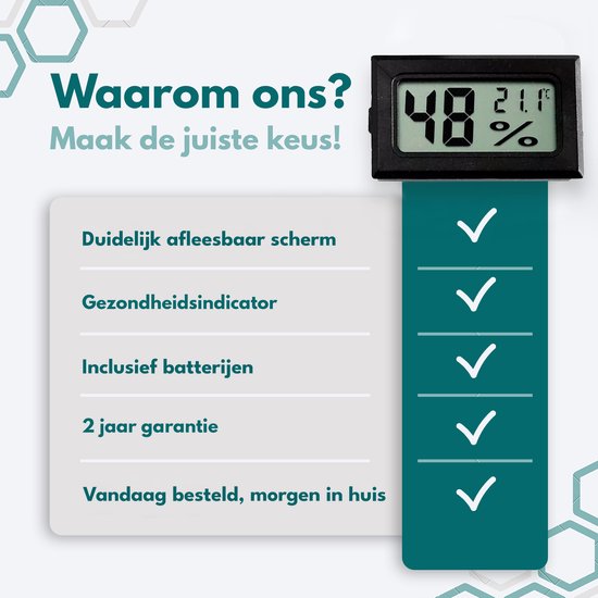 Ease Electronicz Hygrometer - Wetterstation - Luftfeuchtigkeitsmesser - Raumthermometer - Inklusive Batterien