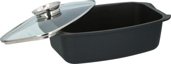 alpina Bratpfanne - Auflaufform Rechteckig - 39.5x22.5x10.8cm - 5.5L - Edelstahl - Schwarz
