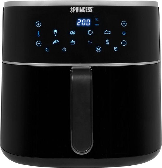Princess Digital Airfryer XXL 182254 – 8 Liter – Extra groß – PFAS-frei – Heißluftfritteuse – Inklusive höhenverstellbarem Grillrost – Digitaler Touchscreen – 8 Automatikprogramme - 1800 W - Schwarz