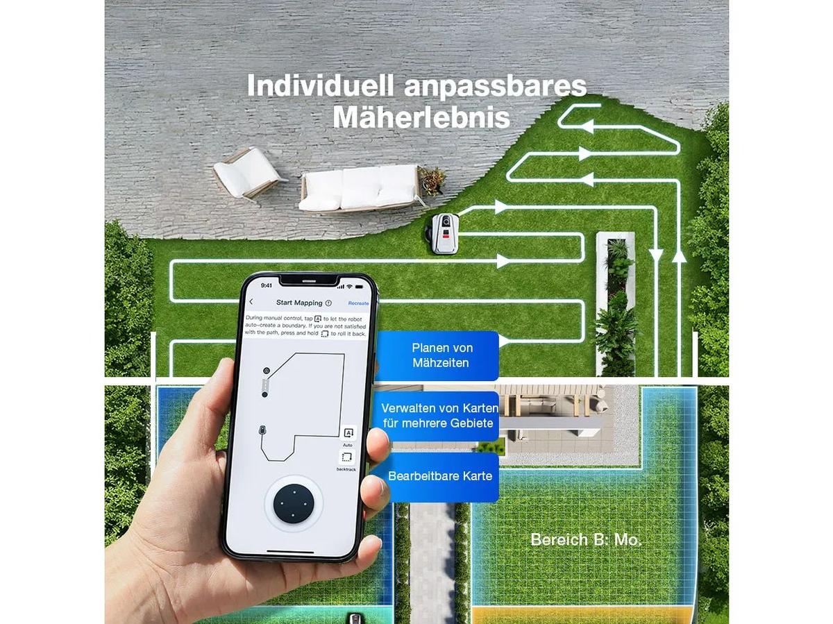 Ecovacs GOAT A1600 LiDAR PRO Mähroboter – inklusive Akku und Ladestation – mäht bis zu 1600 m²