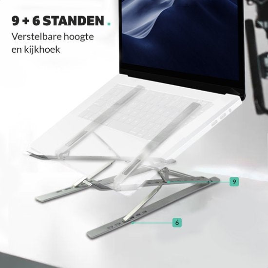LURKÂ® Laptop-Ständer klappbar - Ergonomischer Laptop-Halter - Höhenverstellbar - Notebook/Buch/Tablet - Aluminium - 11 bis 17 Zoll