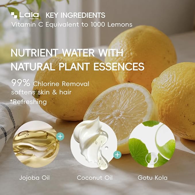 Lalapercare Duschkopf mit Filter und Vitamin C – Druckerhöhend – Wassersparend – 1/2-Zoll-Anschluss