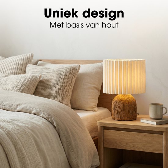 Mica Decorations Frey Tischlampe für das Wohnzimmer – Japandi-Stil – Dekorative Lampe mit Lampenschirm – Schreibtischlampe, Tischlampen für das Wohnzimmer – 33 x ⌀22 cm – Braun